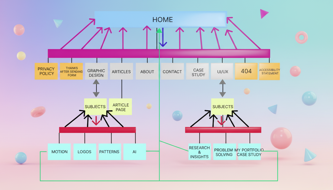 structure of my site with arrows